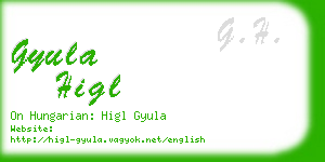 gyula higl business card